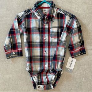 NWT Carter's Plaid Collared Bodysuit Sz 9 months
